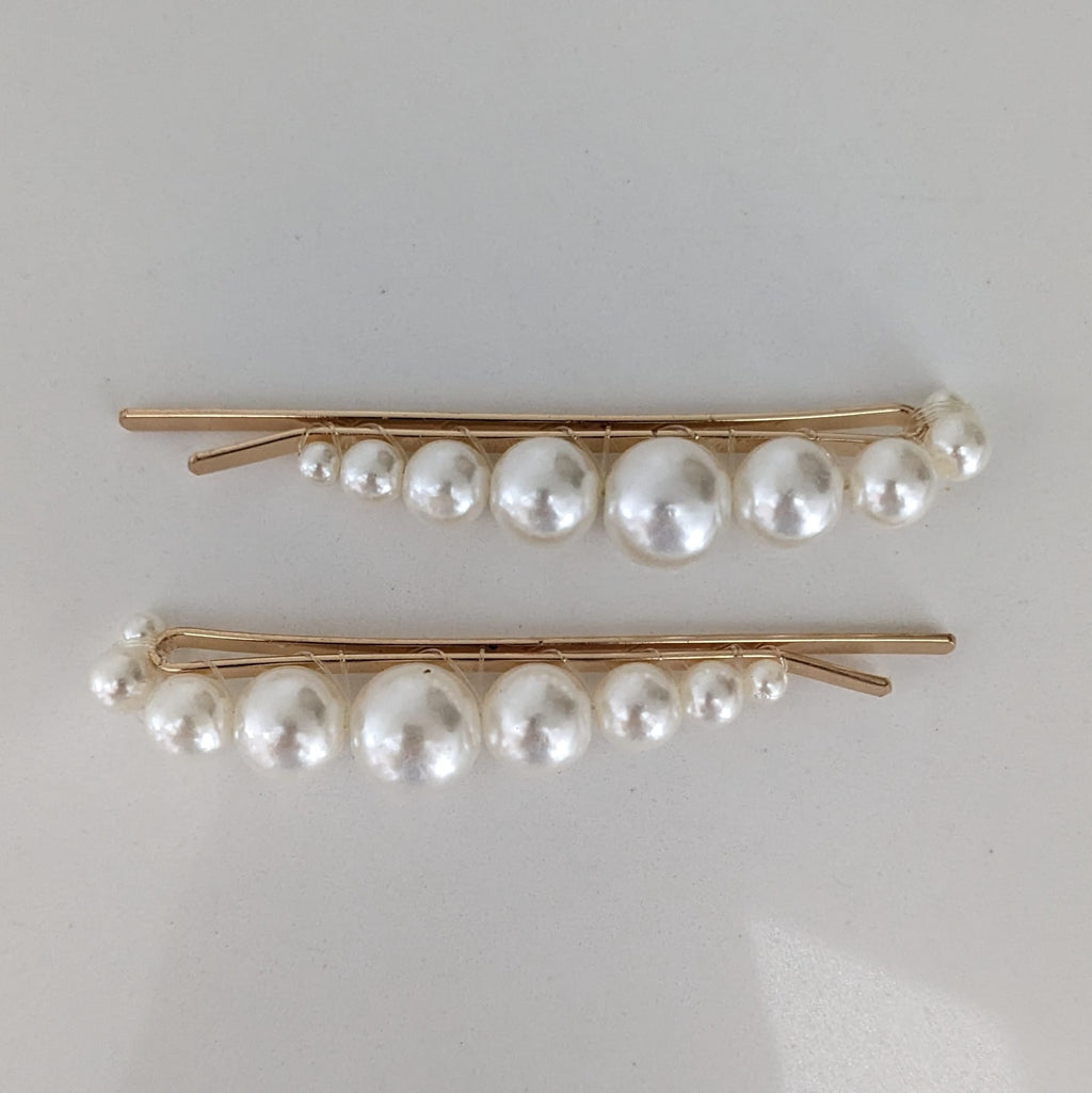 Pearl Bar Scarf Clips White HC810