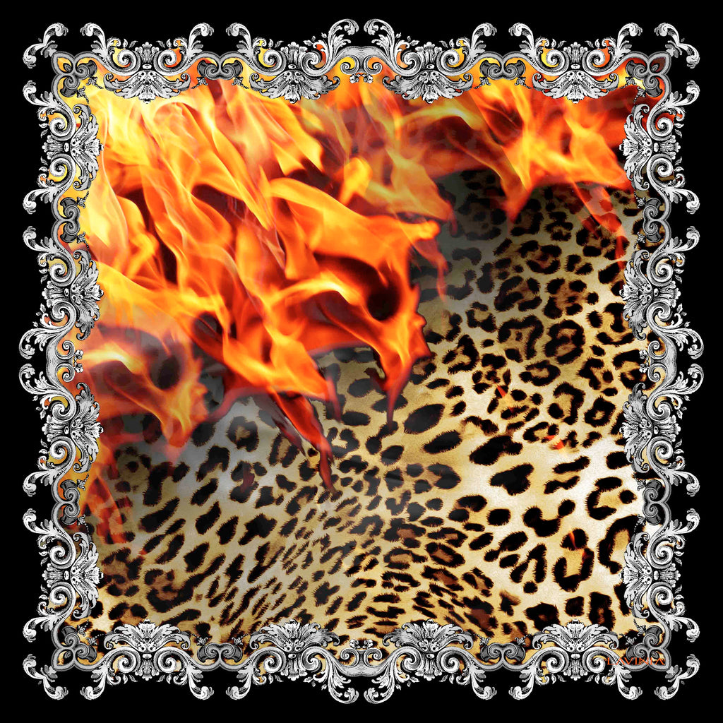 Lavinia Orange fire on animal print  LA518-1 90cm