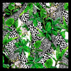 Lavinia Green leaves on black/cream print  LA520-1 70cm