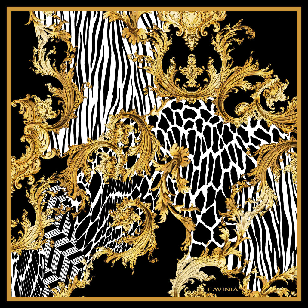 Lavinia Zebra print with gold scrolls  LA586 70cm