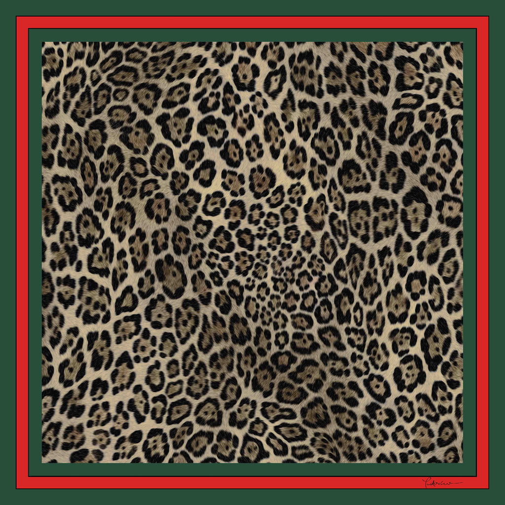 Ludovico Rossi Leopard with red/green border  LR112 90cm