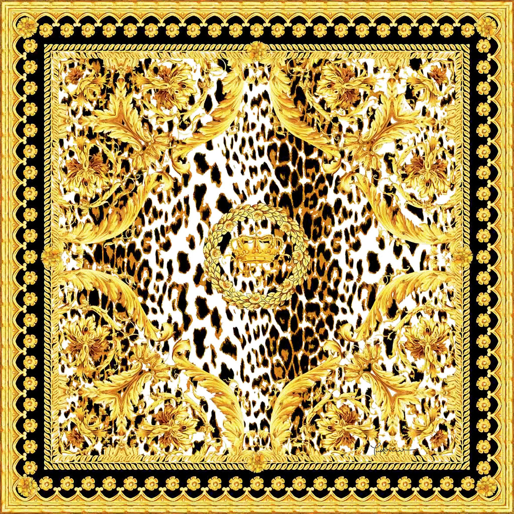 Ludivico Rossi Leopard and gold scrolls  LR116 90cm