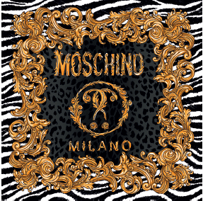 Moschino Animal print gold scrolls black/white  MC36-1 90cm