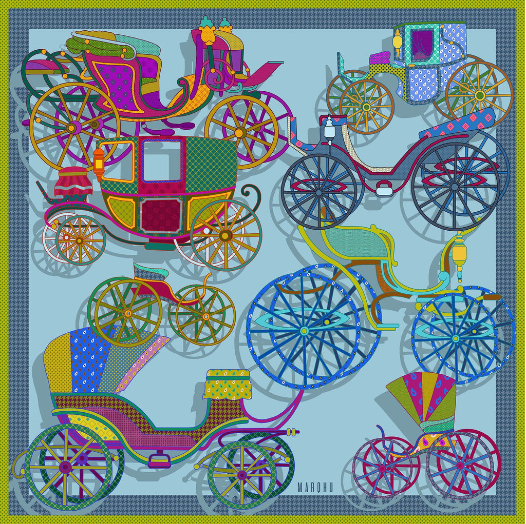 Marqhu Houndstooth Carriage Aqua MQ109-3 90cm