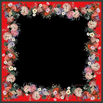 Orla Ermanno Floral border red/black/green  OE306 90cm