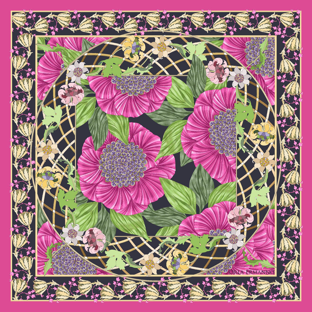 Orla Ermanno Lattice Floral Fuschia OE334-1 90cm