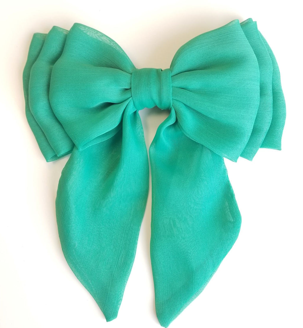 3 layered bow with tails 8'' emerald SD215