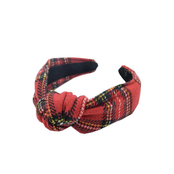 Winter Woollens Knot Headband Red Tartan SS611