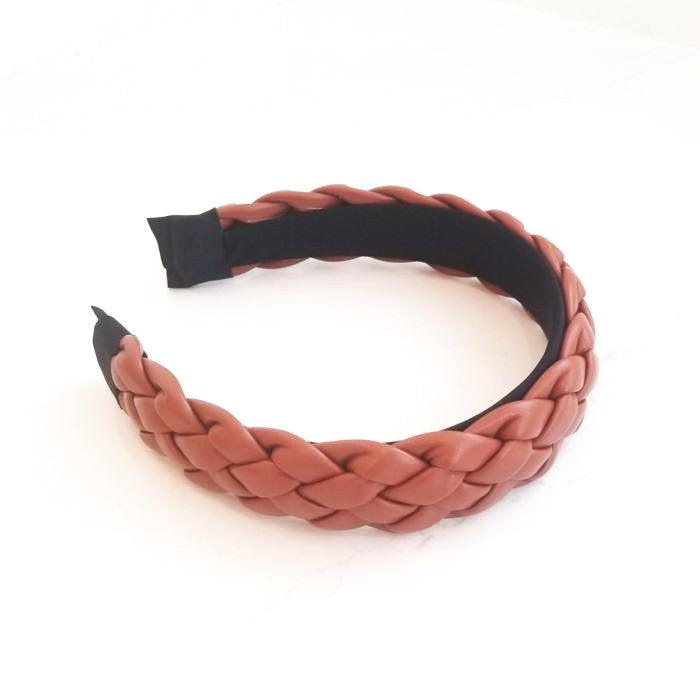 Braided Faux Leather Headband Saddle VB14