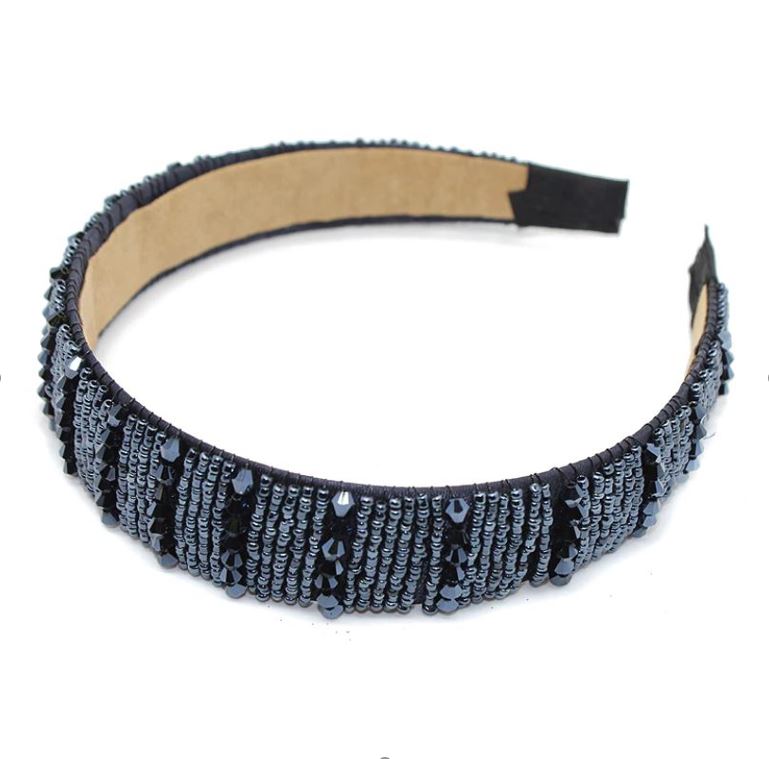 2.5cm Crystal Headband Solid Navy VB2616E