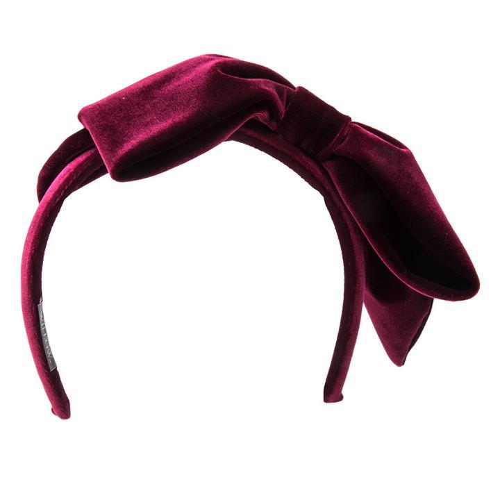 Ruby WIllow Velvet Double Bow Headband Wine RW108