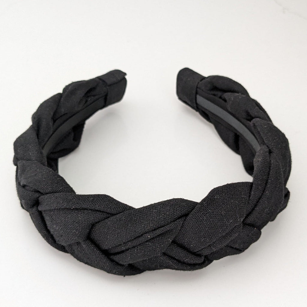 Linen Braided Headband Black VB302