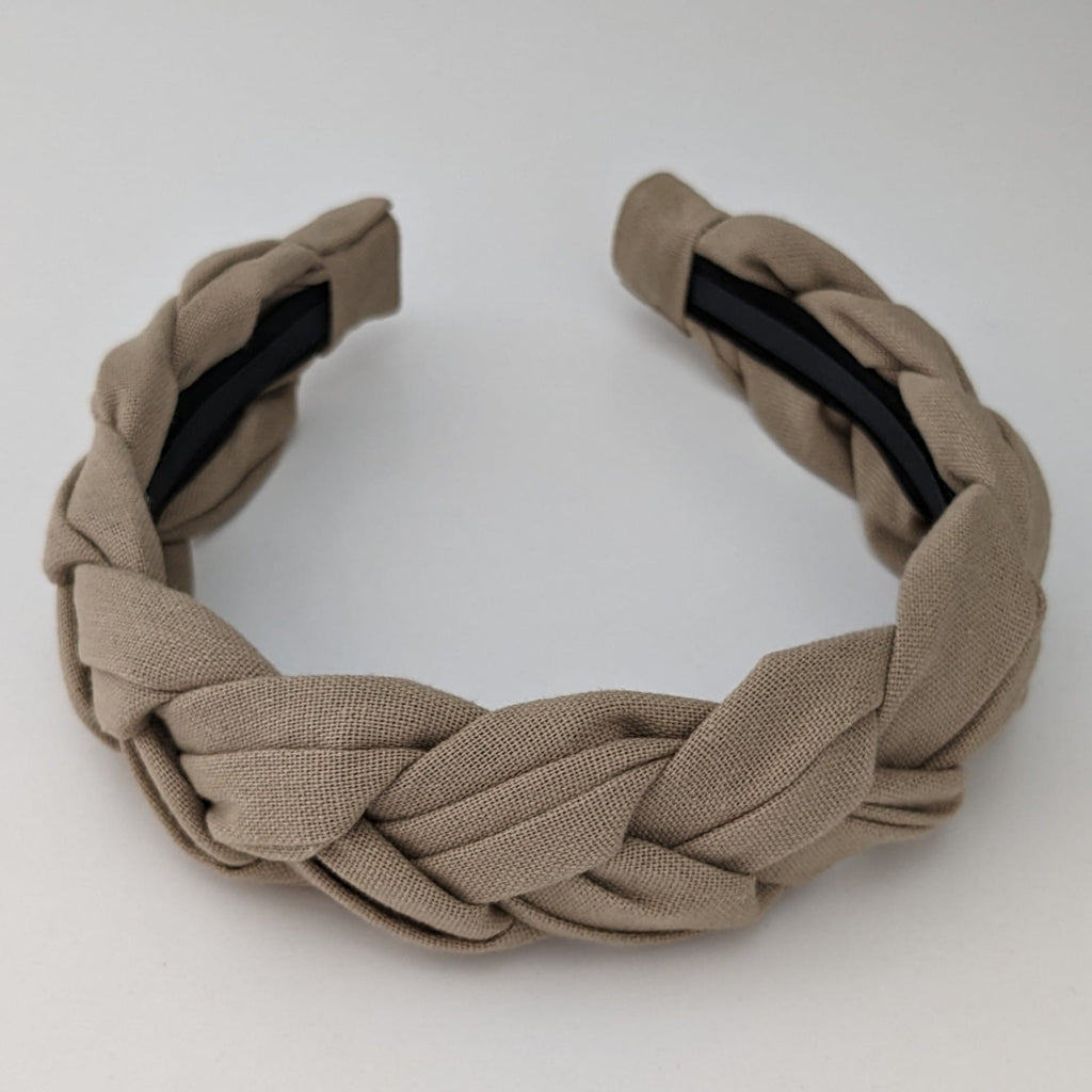 Linen Braided Headband Beige VB306